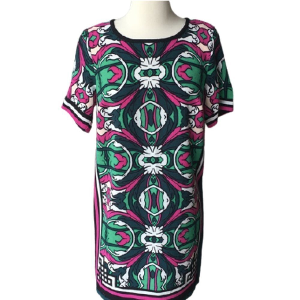 GIBSON LATIMER Shift Dress Mod Abstract Print S